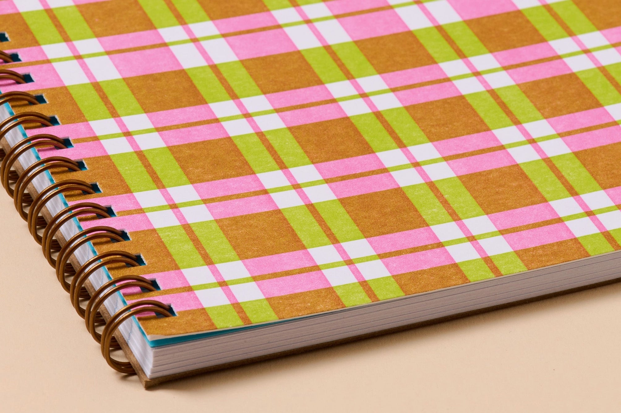 Letterpress Spiral Notebook - Gingham