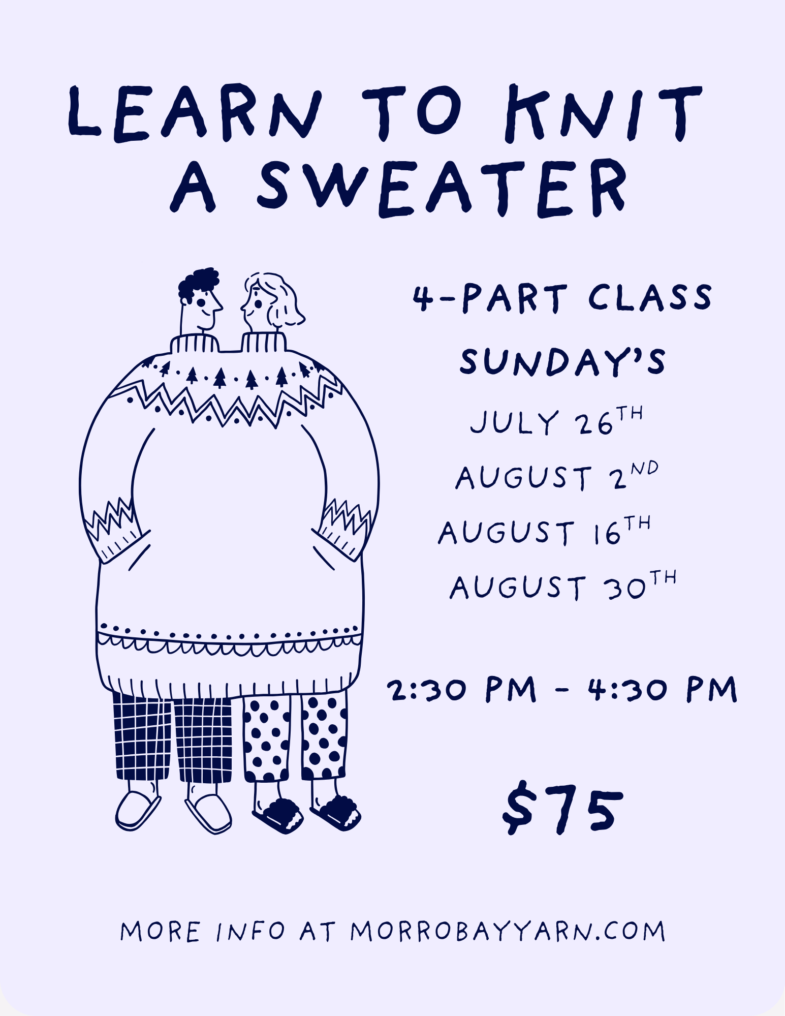 Learn To Knit A Sweater Workshop
