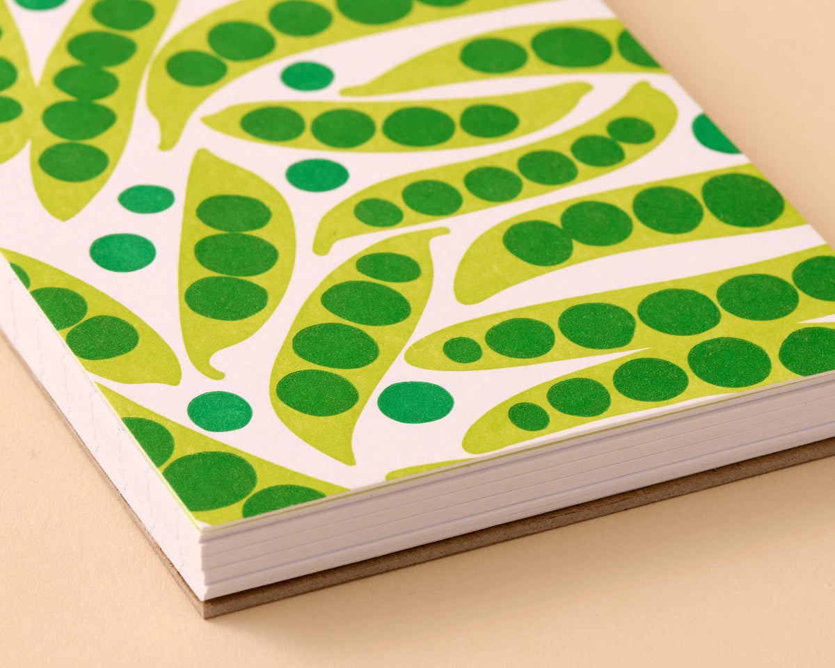 Letterpress Small Notebook - Green Peas