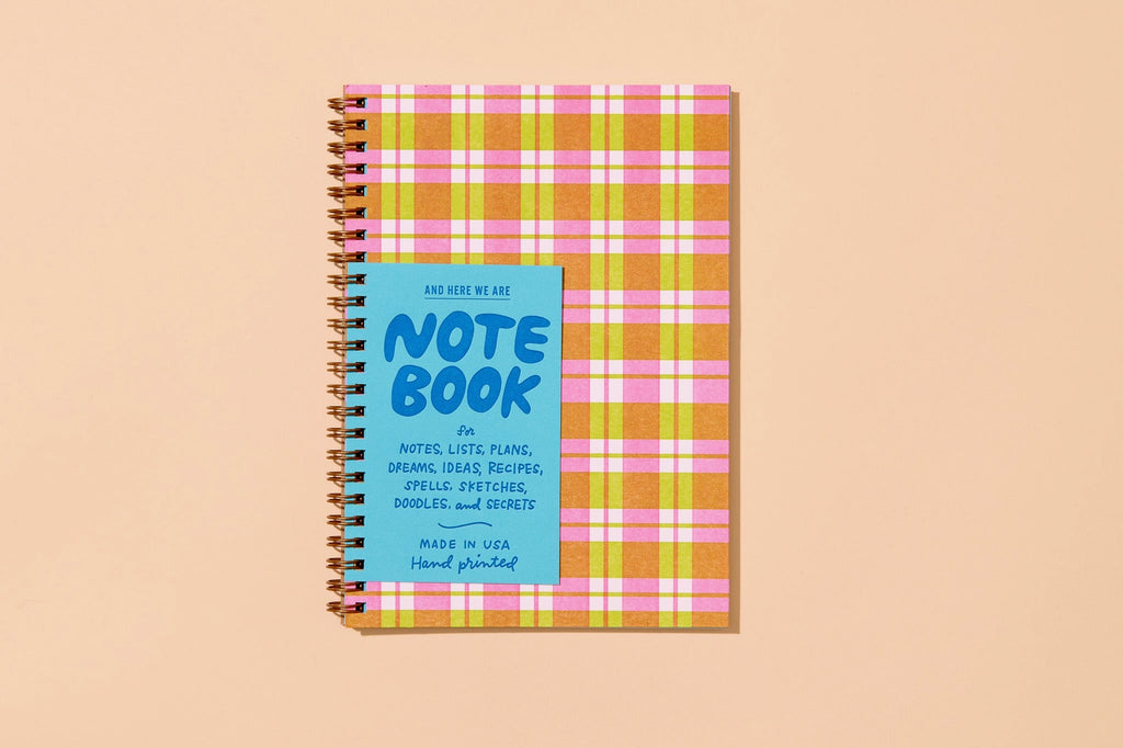 Letterpress Spiral Notebook - Gingham