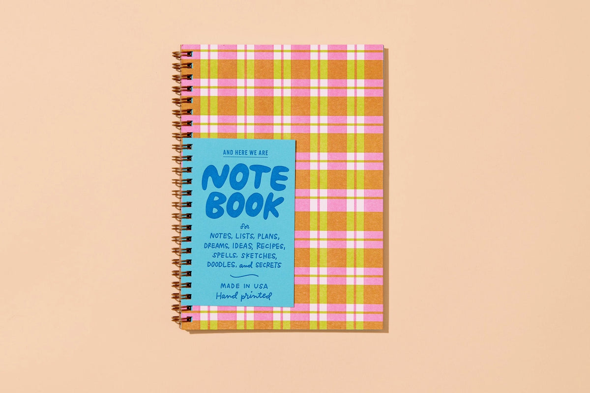 Letterpress Spiral Notebook - Gingham