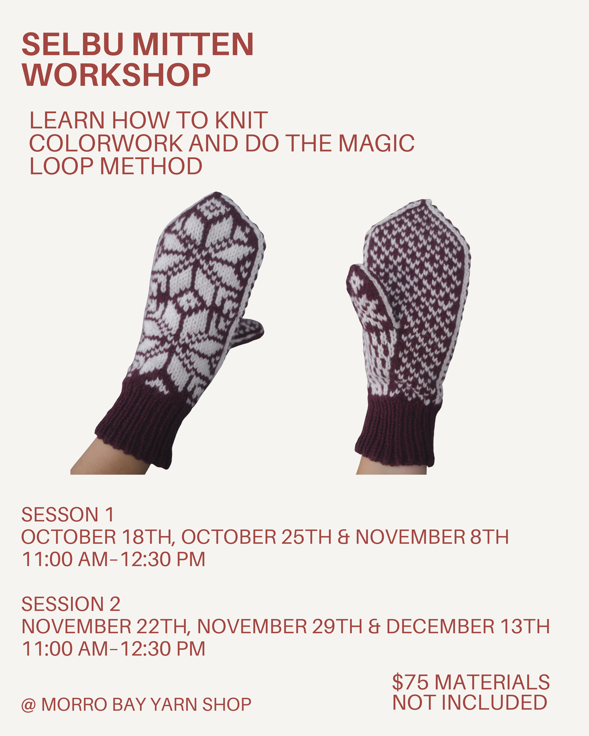 Selbu Mitten Knitting Class